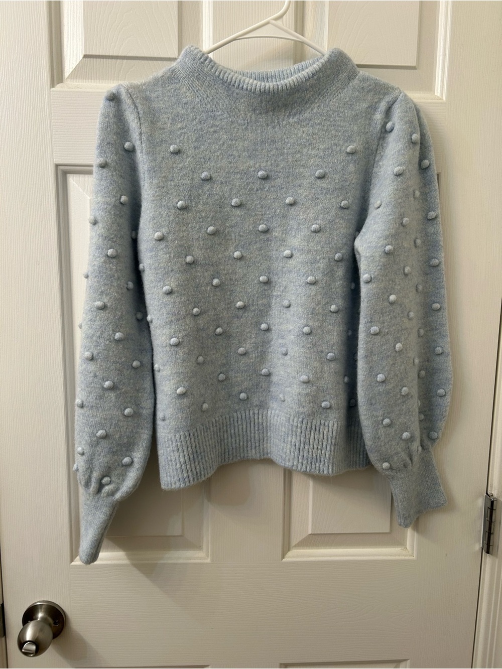 Cupcake Clothing Pale Blue Pom-Pom Crew Sweater